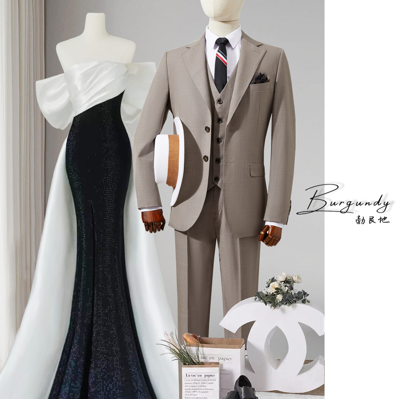 Burgundy High-End Suit, Summer Thin Style Groom Suit Set, Men's Italian Business Wedding Formal Wear 2212