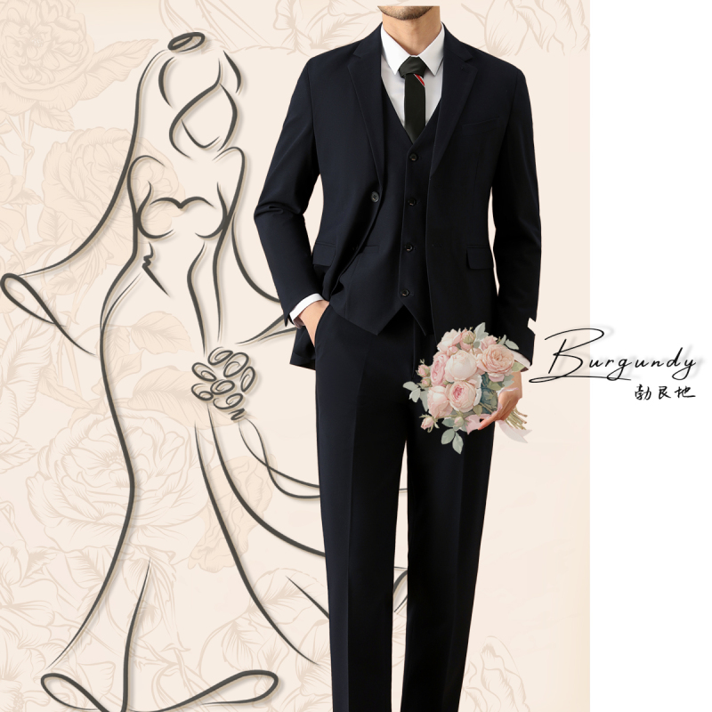 Burgundy High-End Suit Set for Men, Slim Fit Groom Wedding Suit, Business Suit, Professional Formal Wear # 4305 Burgundy High-End Suit Set for Men, Slim Fit Groom Wedding Suit, Business Suit, Professional Formal Wear # 4305