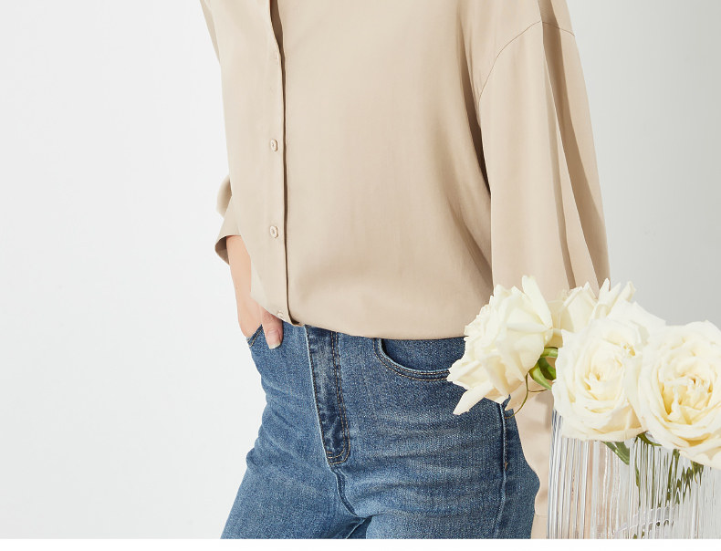 Осенняя рубашка, белая куртка, V-образный вырез, свободный крой, французский стиль 