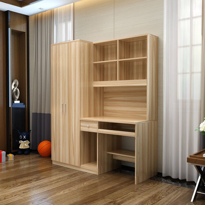 Wardrobe with desk integrated modern minimalist desktop Home computer desk bookcase combined multifunctional bookshelf