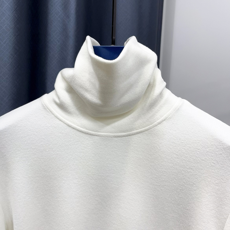 Warm Velvet Thickened Base Layer Shirt for Men, High Collar, Winter Australian Velvet, White Double-Sided German Velvet, Warm Inner Wear, Long-Sleeved Fleece T-Shirt