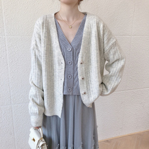 MOBAI angry push~mixed color wild knitted loose lazy wind cardigan soft thick vintage gentle sweater jacket