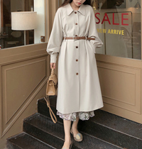 MOBAI homemade port wind opal retro trench coat autumn medium-long waist loose Korean temperament coat female
