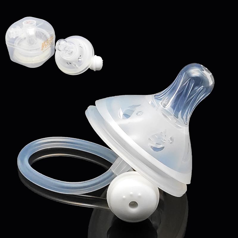 Pacifier wide mouth universal baby newborn baby water cup anti-bite imitation breast milk silicone one-piece straw pacifier head