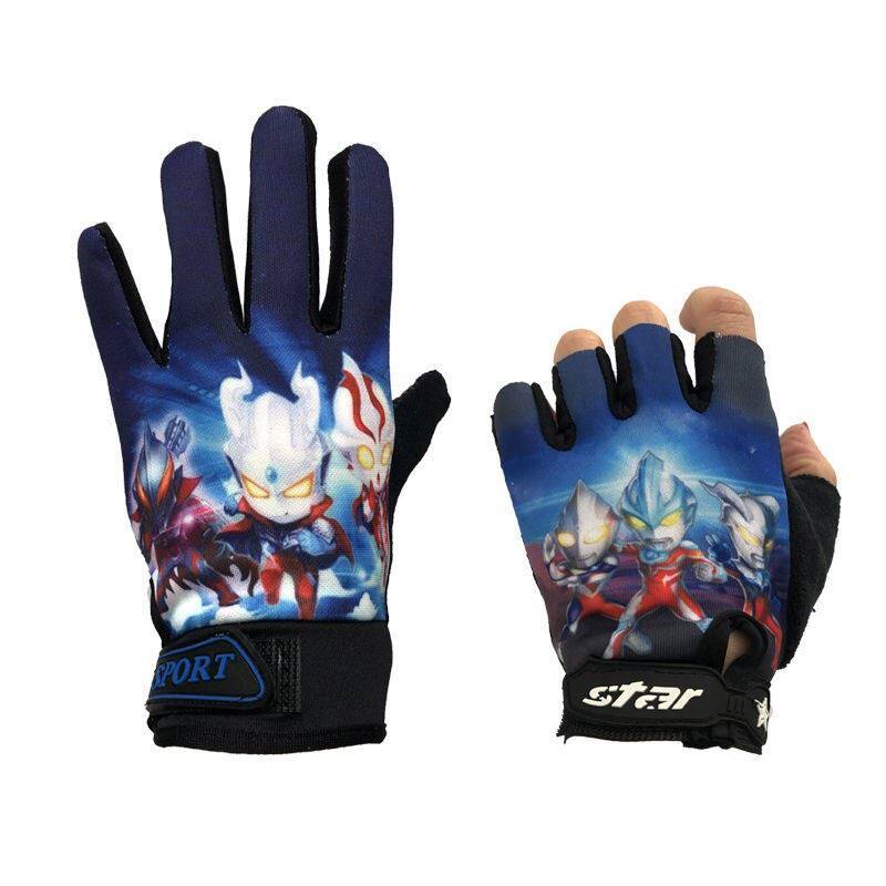 Children's gloves boy Ultraman winter new boy's finger set half-finger wool warm ski waterproof gloves