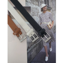 PANLULUPAN niche head layer cowhide retro simple pin buckle glossy belt belt waist seal art French