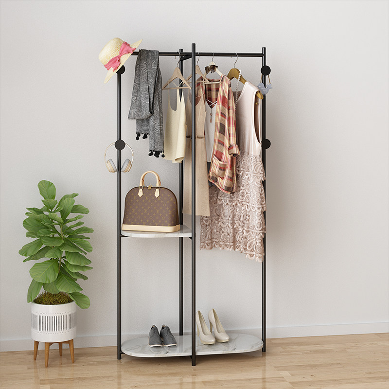 Girls bedroom clothing hat rack Nordic ins floor style hanging hanger home light lavish iron art marble disposal shelf
