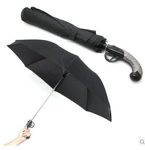 Old Korean survival madness three fold automatic umbrella Creative department store stage props umbrella spot personality pistol umbrella Western gun umbrella