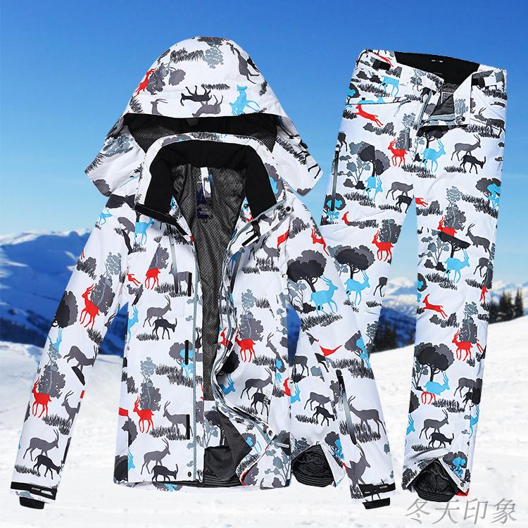 WINTER men and women's suit windproof Korean snowboard double board couple ski suit top ski pants waterproof