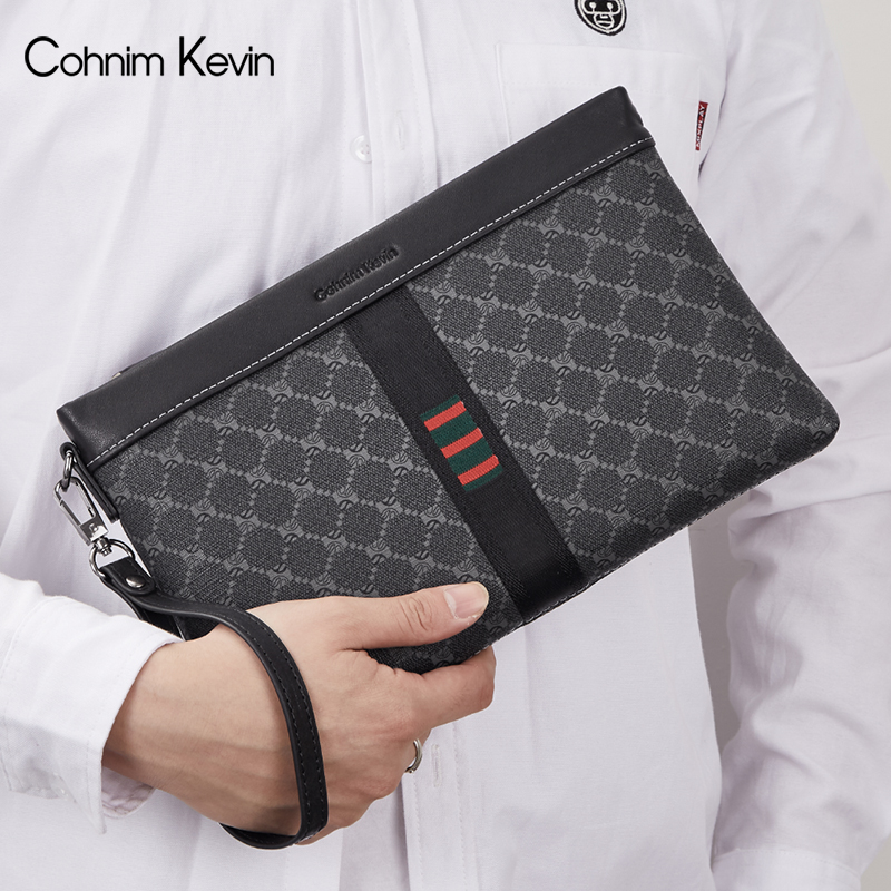 Cohnim Kevin Men's dermis Handbags Business nip Pack Han Edition Envelope Handgrip Bag GIFT MEN'S HANDBAG