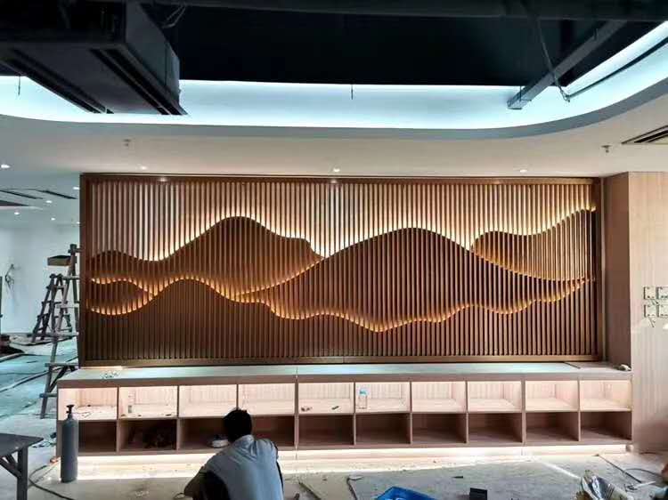 Hall Stainless Steel Background Wall Stainless Steel Fake Mountain Styling Hotel Villa Background Wall Custom-Taobao