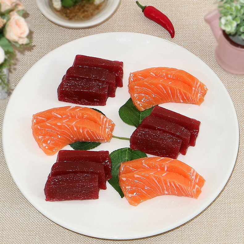 Simulated food sushi fish fillet salmon tuna cuisine food model props window decoration decoration