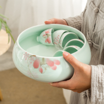 Jiyu ceramic hand-painted tea wash home large water bowl kung fu tea set tea ceremony Cup wash pen wash
