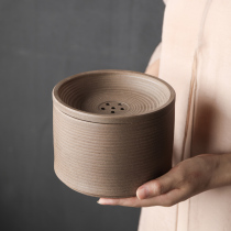 Household rough pottery retro built water Tea slag tank large water Ware washing spare parts tea drum with lid filter tea washing