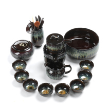 Jiyu Jun kiln Jianzhan Kungfu tea set set household simple stone grinding lazy semi-automatic tea maker