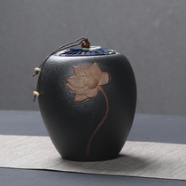 Coarse tea cans ceramic sealed cans large lotus waking tea cans black tea Puer tea storage tea cans