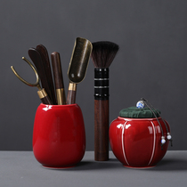 Ji Yu red tea ceremony six gentlemen combination set ceramic tea tube tea spoon tea needle household kung fu tea set spare parts