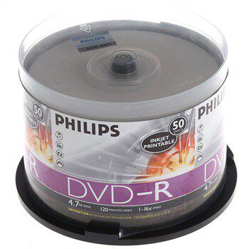 Philips Printable DVD-R Burning Disc 16X Blank Print DVD Disc 50 Barrels