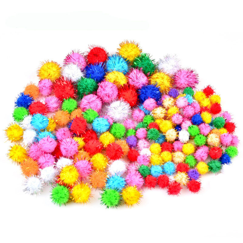 Glitter plush ball diy size mixed color glitter plush ball kindergarten children's creative handmade material decoration