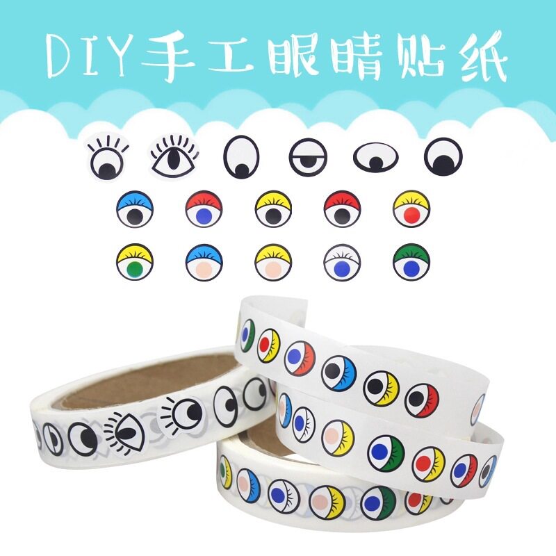 Eye Stickers Emulation Children Creative Diy Handmade With Backgum Black And White Colored Eyes Nose Mouth Stickers