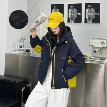 New hooded contrast color quilted jacket for women in winter New hooded contrast color quilted jacket for women in winter