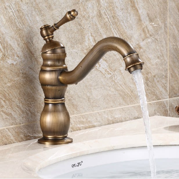 Imitation ancient copper surface basin tap European-style bathroom washbasin hot and cold domestic bath cabinet toilet face pelvic head cage head