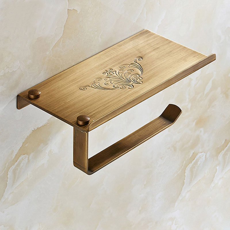 Full Copper Antique Paper Towel Rack Bathroom shelving Makeup Room Multifunction mobile phone Toilet Paper Rack Carved drum sanitary paper ware