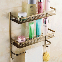 Antique shelf European style toilet brass bathroom hardware pendants three-layer wall-mounted cosmetic storage rack 40cm