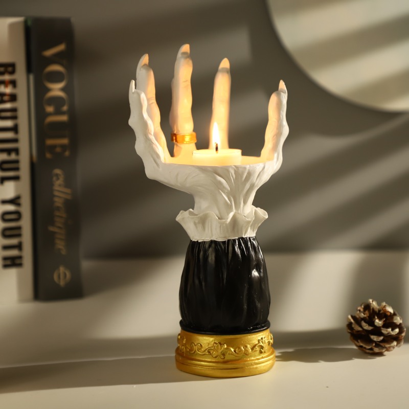 Witch's Hand Candle Holder Tray Atmosphere Decoration Halloween Easter Horror Theme Hand Tabletop Secret Room Ornament