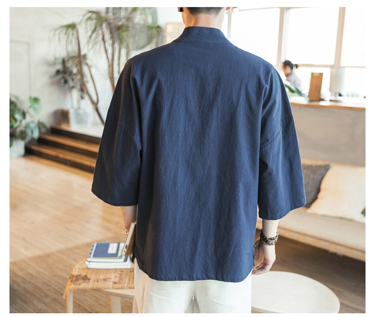 Bộ đồ Trung Quốc cải tiến Hanfu Áo khoác nam kiểu Trung Quốc áo choàng quốc phục thanh niên kimono lay áo choàng quần áo thể thao nam