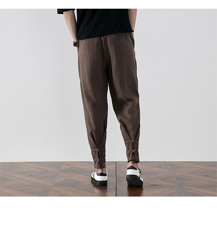 Bộ đồ Trung Quốc Tang Hanfu Quần áo nam phong cách Trung Quốc thêu bông cổ điển và quần linen bộ đồ dân tộc