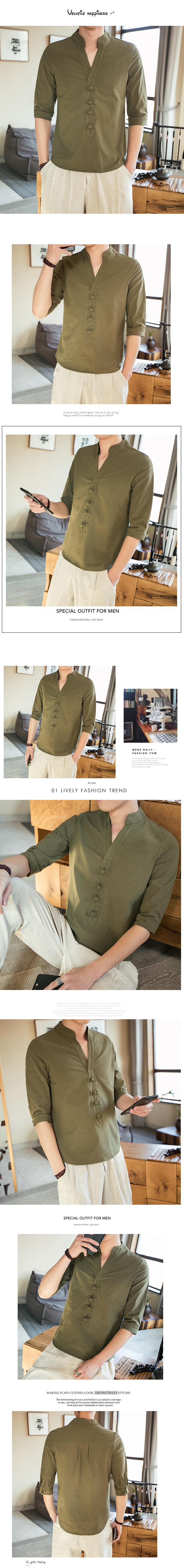 Phong cách Trung Quốc Tang phù hợp với Hanfu retro áo thun lanh nam phong cách Trung Quốc trang phục cotton ngắn tay thanh niên quốc phục quần tây nam