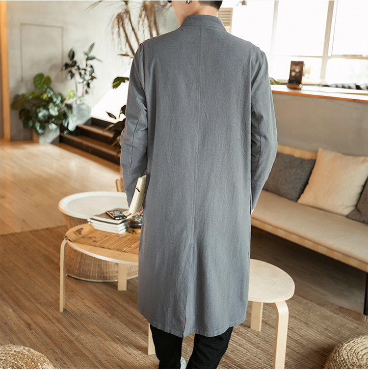 Trung quốc Tang phù hợp với Hanfu Trung Quốc phong cách của nam giới linen dài tay áo khoác mùa xuân và mùa thu trang phục dân tộc thanh niên lay gown