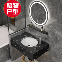 Simple small apartment extremely narrow washbasin 40CM wide wall-mounted washbasin bathroom marble washbasin set