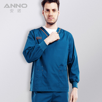 ANNO ANNO hand washing suit split long sleeve polyester cotton V collar operating room work clothes for men and women