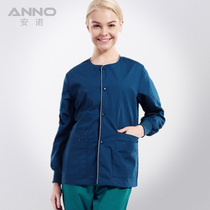 ANNO ANNO surgical gown peach collar polyester cotton solid color long sleeve Doctor Nurse men and women general dental work clothes