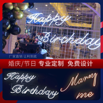 Happy birthday led light neon luminous word custom party decoration arrangement happy birthday letters