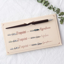 English floral Gothic writing wooden dip pen set Hook pen