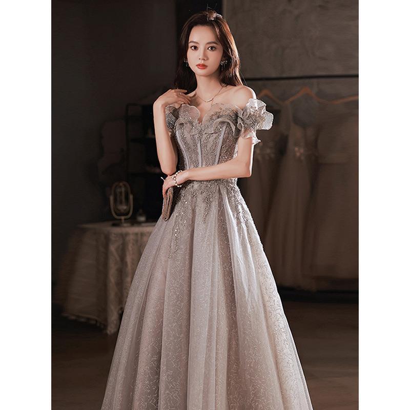 Plus-Size Evening Dress for Women 2025 New High-End Niche Socialite Host Dress Fairy-Like Vocal Performance Exam Long Dress
