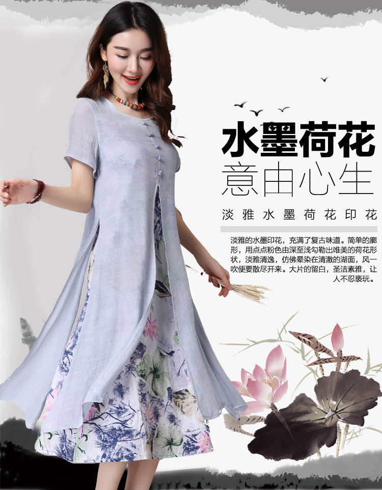 Robe femme en Coton et lin - Ref 3326852 Image 8