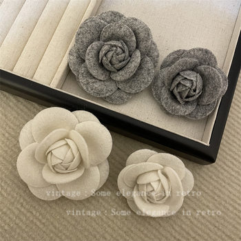 French retro velvet cloth set-up camellia flower flower bouquet brooch korean version small fragrance style clothing accessories