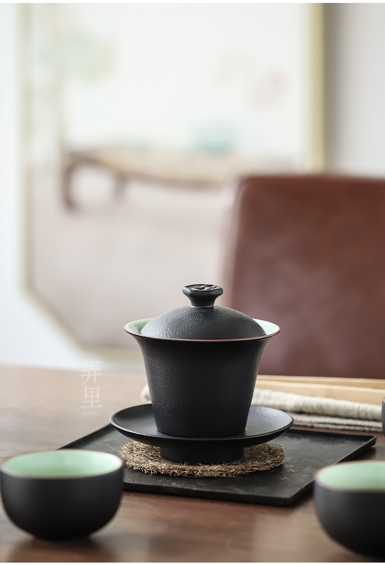 The Get | kung fu tea set of black suit in the household contracted ceramic tea sea ltd. tureen teapot box office