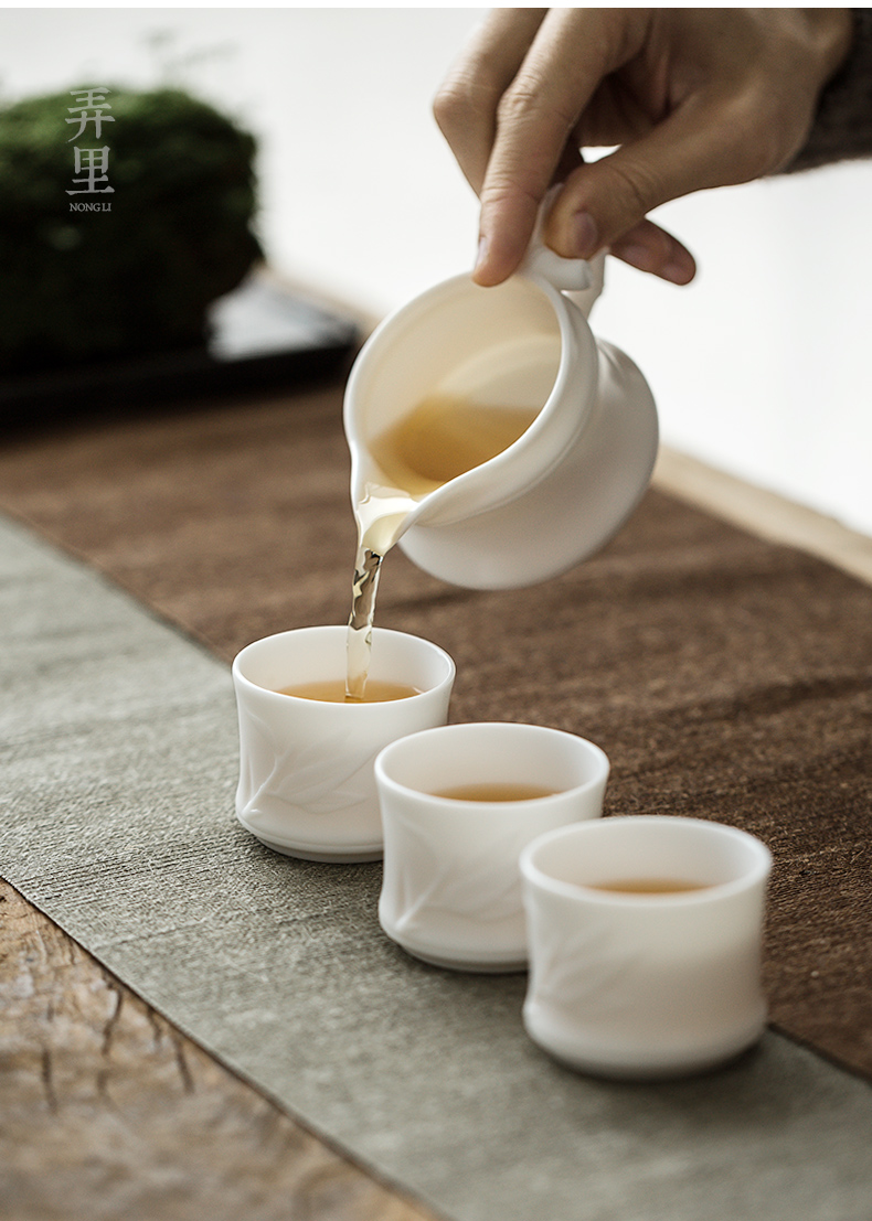 The Get | in dehua white porcelain kung fu tea set the whole household teapot office tureen cups gift boxes