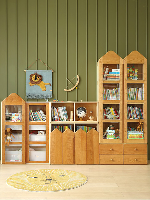 Zoomily Andersen Bookcase Figure Toy Display Storage Children's Solid Wood Bookshelf Drawer Module Cabinet