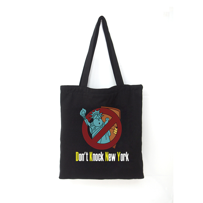 Proposal Battle Dont Knock Newyork Japanese-Style Artistic Single-Shoulder Tote Canvas Bag Eco-Friendly Shopping Bag