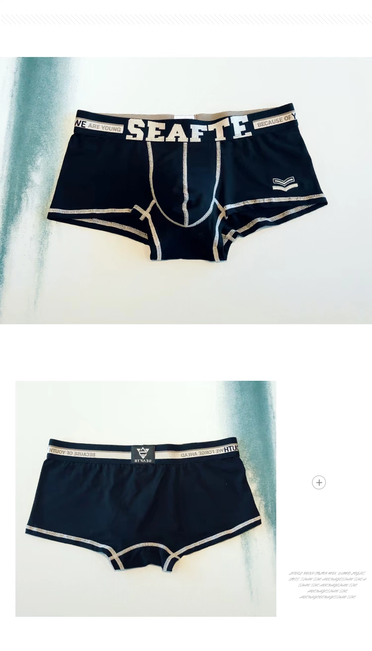 Quần đùi nam Boxer Cotton Trẻ Sexy Quần vuông vuông Quần đùi thấp Quần thể thao quần lót nam cao tuổi