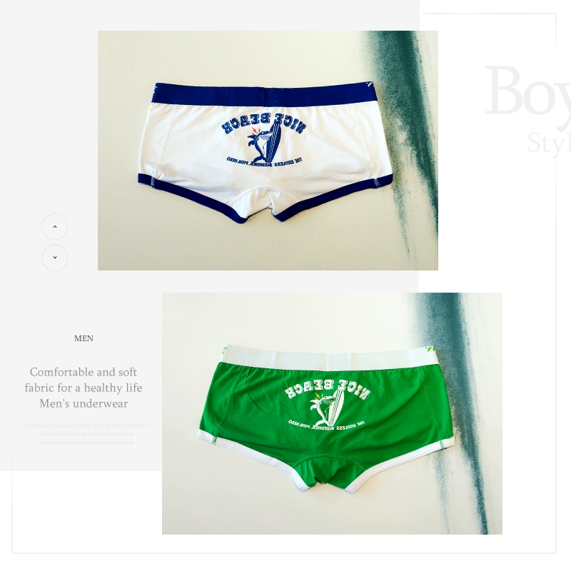 Đồ lót nam thời trang cotton eo thấp sexy boxer đồ lót thủy triều nam phim hoạt hình thanh niên đồ lót boxer