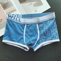 Mens underwear cotton boxer Japanese minimalist graffiti youth middle waist white boxer summer thin shorts