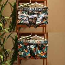 3-Piece mens underwear cotton underwear comfortable sweat absorption low waist U convex sexy print boxer underwear men