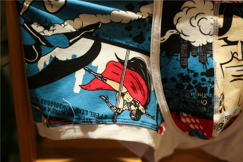 Quần lót nam 2 mảnh tóm tắt phim hoạt hình graffiti boxer cotton eo thấp gợi cảm thoải mái đồ lót nam quần lót nữ cao cấp